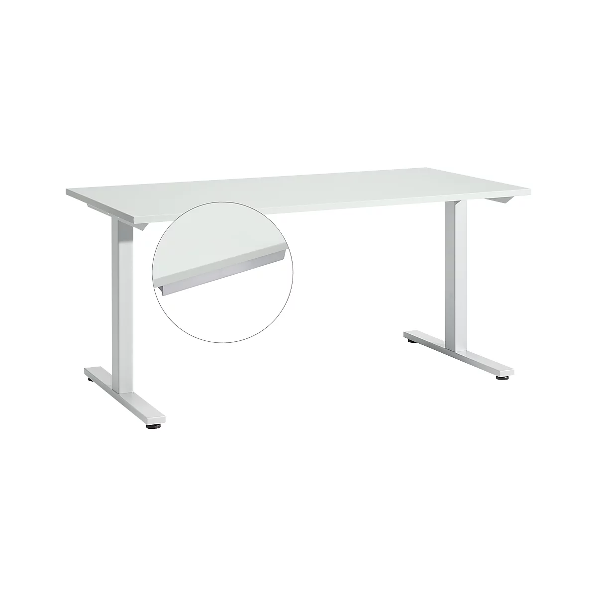 Start Off bureau, T-voet frame, B 1600 x D 800 x H 735 mm, lichtgrijs + lade
