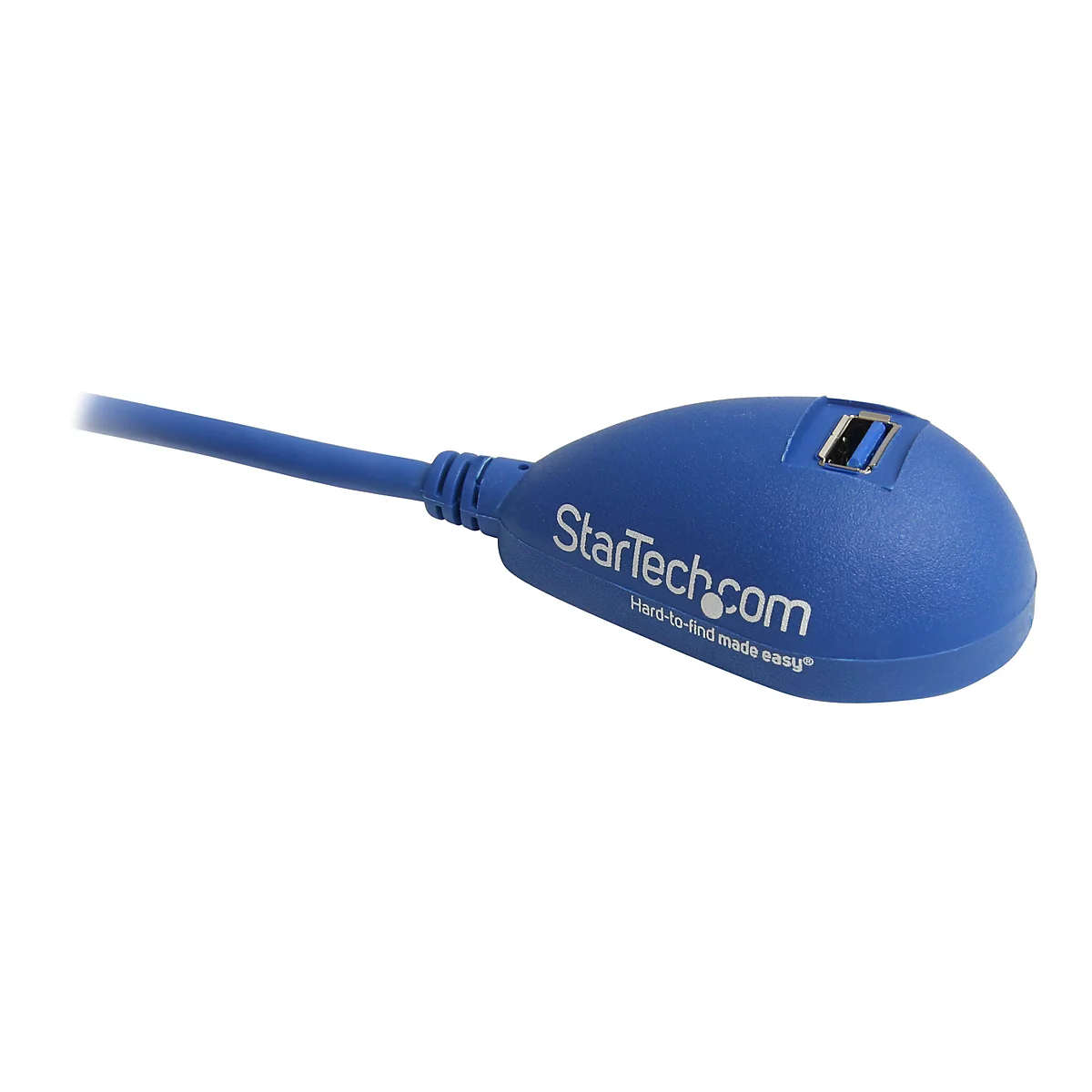 Blaues USB-Verlängerungskabel mit dem StarTech.com Logo.