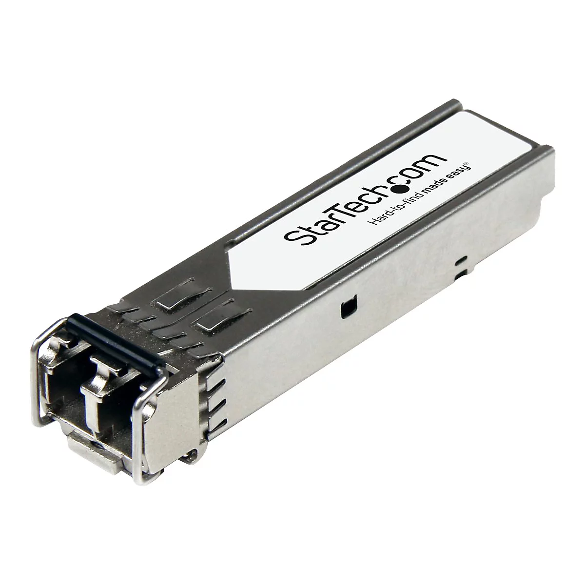 Ein silbernes Netzwerkmodul mit StarTech.com-Logo, klar vor weißem Hintergrund.