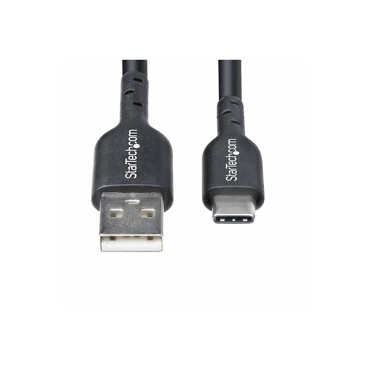 Câble USB noir avec connecteurs USB-A et USB-C. Le corps du câble porte le nom de marque 'StarTech.com'.