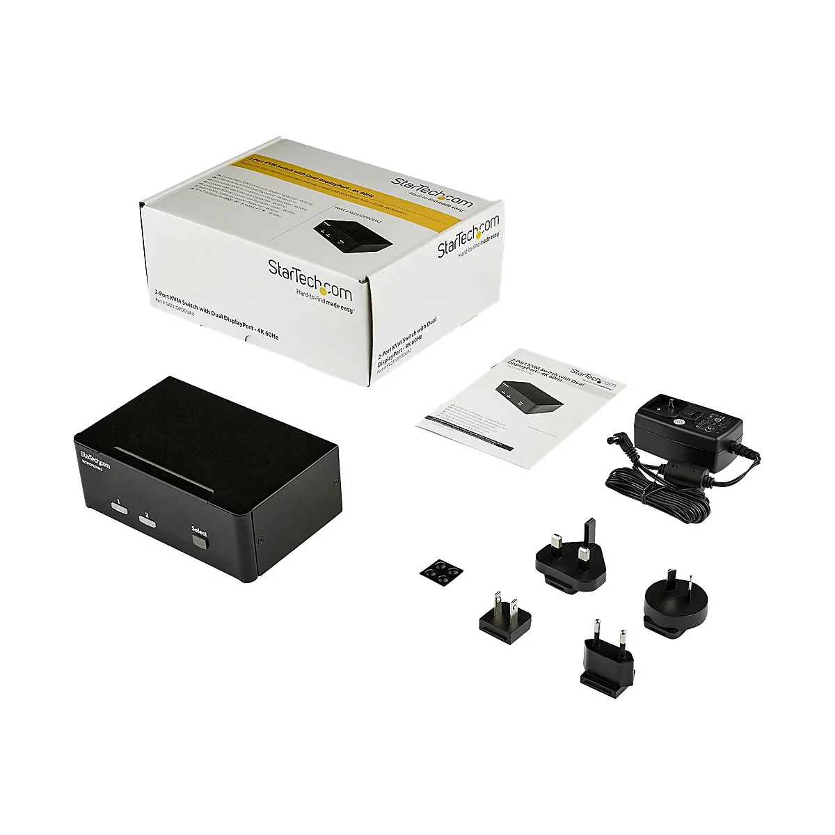 StarTech.com 2 Port DisplayPort Dual Monitor KVM Switch - DisplayPort KVM - 4K 60 Hz - KVM-/Audio-/USB-Switch - 2 Anschlüsse