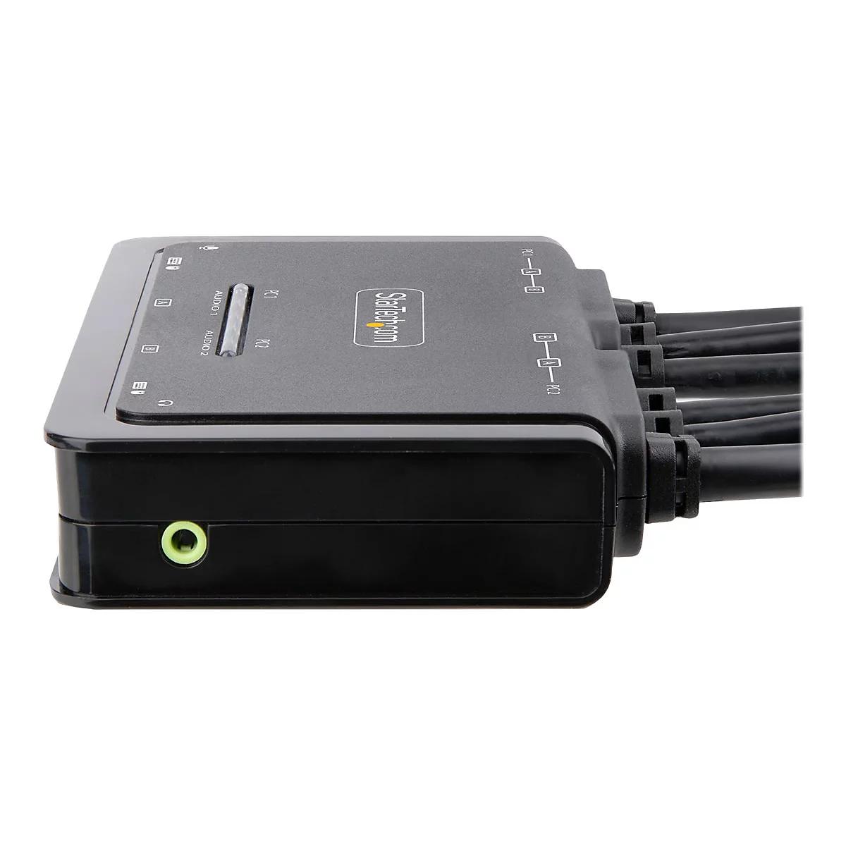 StarTech.com 2-Port Dual-Monitor DisplayPort Cable KVM Switch, 4K 60Hz, Compact KVM with 5ft/1.5m USB-A/DisplayPort/Audio Integrated Cables, Bus Powered - Remote Push Button/Hotkey Switching (C2-DD46-UA2-CBL-KVM) - KVM-/Audio-/USB-Switch - kompakt...