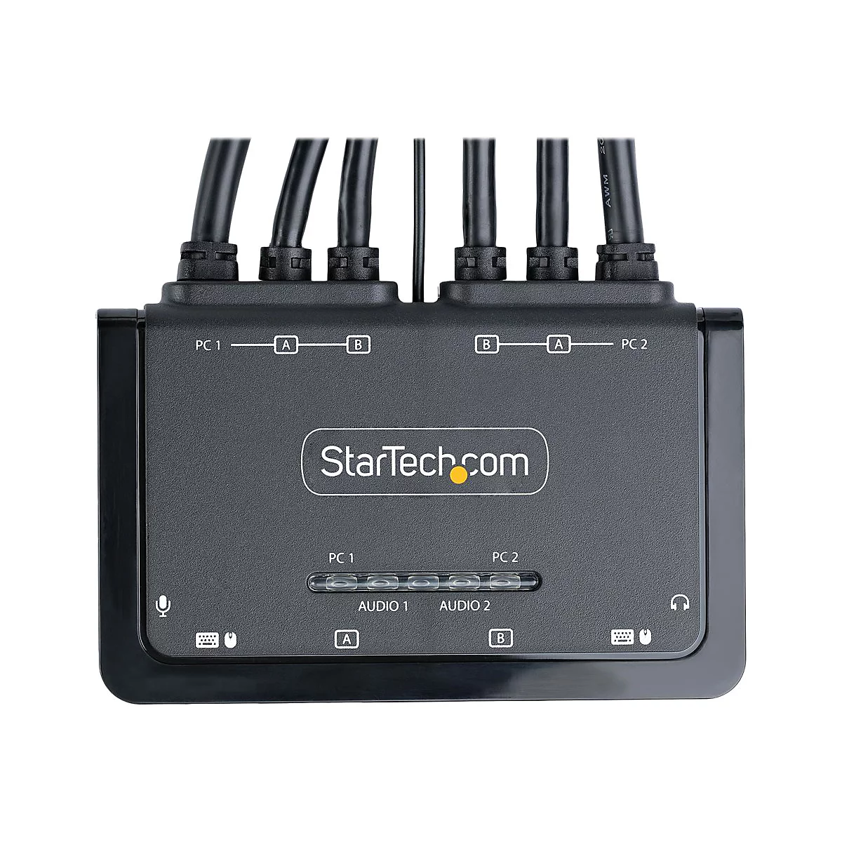 StarTech.com 2-Port Dual-Monitor DisplayPort Cable KVM Switch, 4K 60Hz, Compact KVM with 5ft/1.5m USB-A/DisplayPort/Audio Integrated Cables, Bus Powered - Remote Push Button/Hotkey Switching (C2-DD46-UA2-CBL-KVM) - KVM-/Audio-/USB-Switch - kompakt...