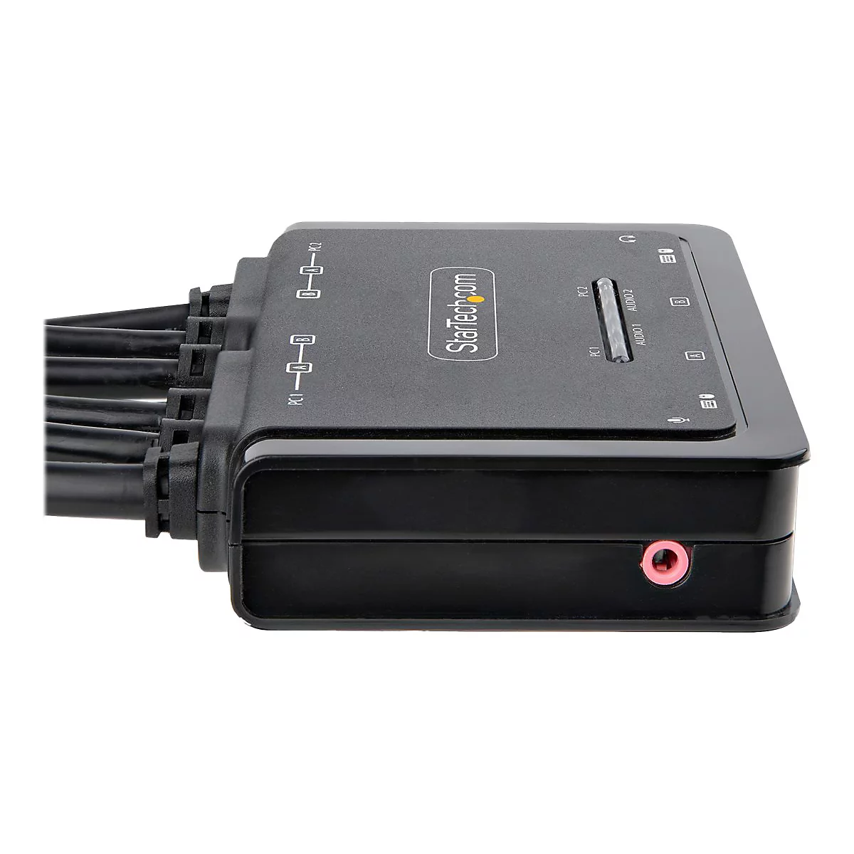 StarTech.com 2-Port Dual-Monitor DisplayPort Cable KVM Switch, 4K 60Hz, Compact KVM with 5ft/1.5m USB-A/DisplayPort/Audio Integrated Cables, Bus Powered - Remote Push Button/Hotkey Switching (C2-DD46-UA2-CBL-KVM) - KVM-/Audio-/USB-Switch - kompakt...