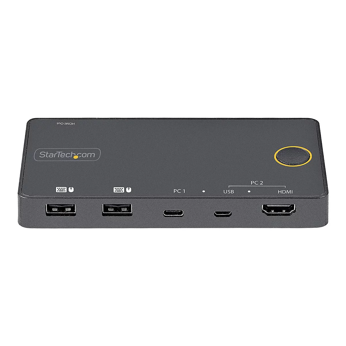 StarTech.com 2 Port Hybrid KVM Switch HDMI + USB-A & USB-C - 4K 60Hz HDMI 2.0 Monitor - Kompakter Desktop und/oder Laptop HDMI KVM Umschalter - USB Bus Powered - Thunderbolt 3 Kompatibel (SV221HUC4K) - KVM-/Audio-Switch