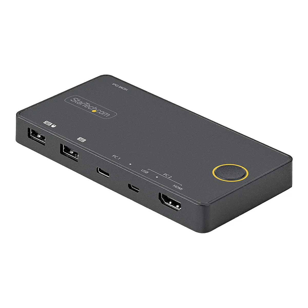StarTech.com 2 Port Hybrid KVM Switch HDMI + USB-A & USB-C - 4K 60Hz HDMI 2.0 Monitor - Kompakter Desktop und/oder Laptop HDMI KVM Umschalter - USB Bus Powered - Thunderbolt 3 Kompatibel (SV221HUC4K) - KVM-/Audio-Switch