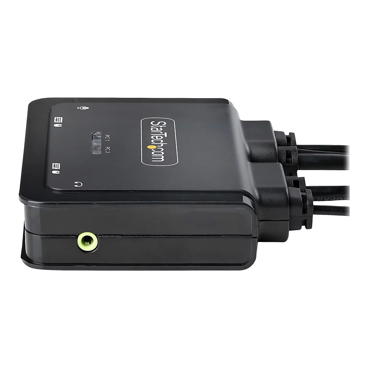 StarTech.com 2-Port Hybrid USB-C DisplayPort Cable KVM Switch, 4K 60Hz, Compact KVM with 6ft/1.8m USB-A/DisplayPort/Audio & 4ft/1.2m USB-C Integrated Host Cables, Bus Powered - Remote Push Button/Hotkey Switching (C2-D46-UAC-CBL-KVM) - KVM-/Audio-...