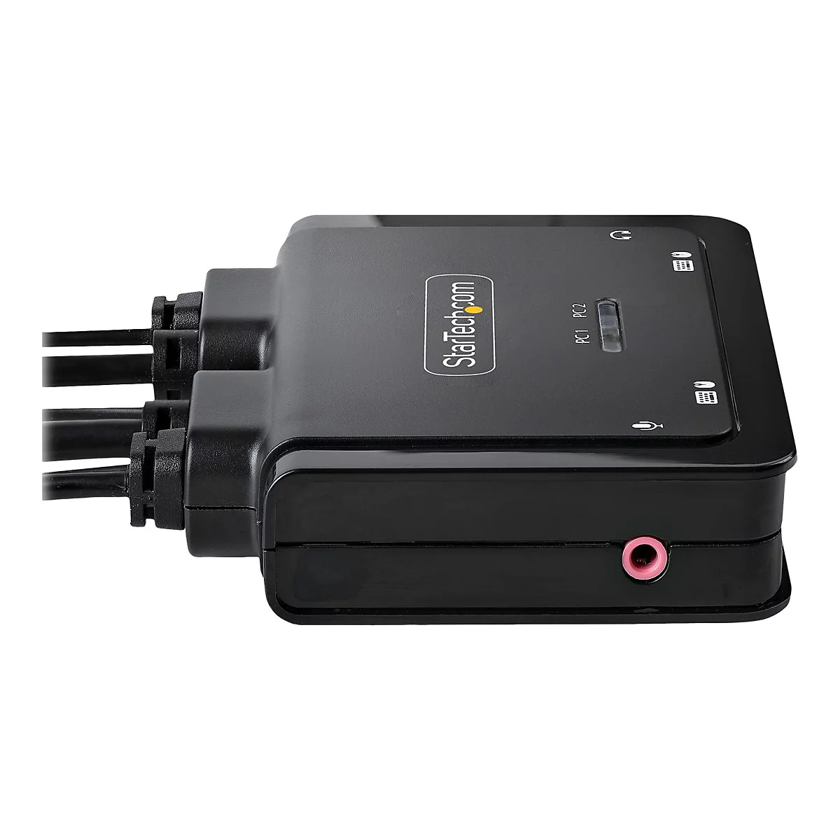 StarTech.com 2-Port Hybrid USB-C DisplayPort Cable KVM Switch, 4K 60Hz, Compact KVM with 6ft/1.8m USB-A/DisplayPort/Audio & 4ft/1.2m USB-C Integrated Host Cables, Bus Powered - Remote Push Button/Hotkey Switching (C2-D46-UAC-CBL-KVM) - KVM-/Audio-...
