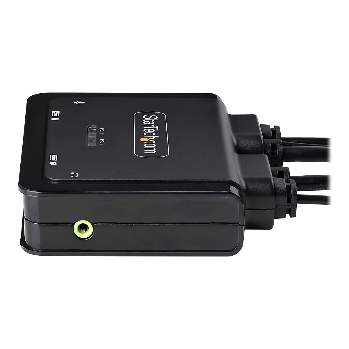 StarTech.com 2-Port Hybrid USB-C HDMI Cable KVM Switch, 4K 60Hz, Compact KVM with 6ft/1.8m USB-A/HDMI/Audio & 4ft/1.2m USB-C Integrated Host Cables, Bus Powered - Remote Push Button/Hotkey Switching (C2-H46-UAC-CBL-KVM) - KVM-/Audio-/USB-Switch - ...