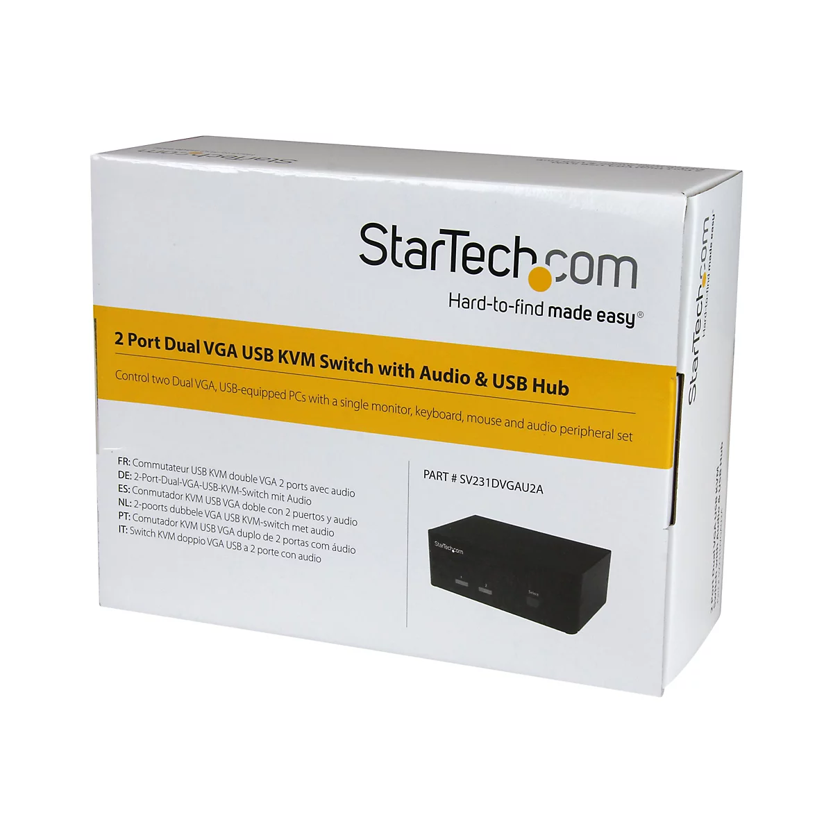 StarTech.com 2 Port KVM Switch mit Dual-VGA und 2-fach USB Hub - USB 2.0 - KVM-/Audio-/USB-Switch - 2 Anschlüsse