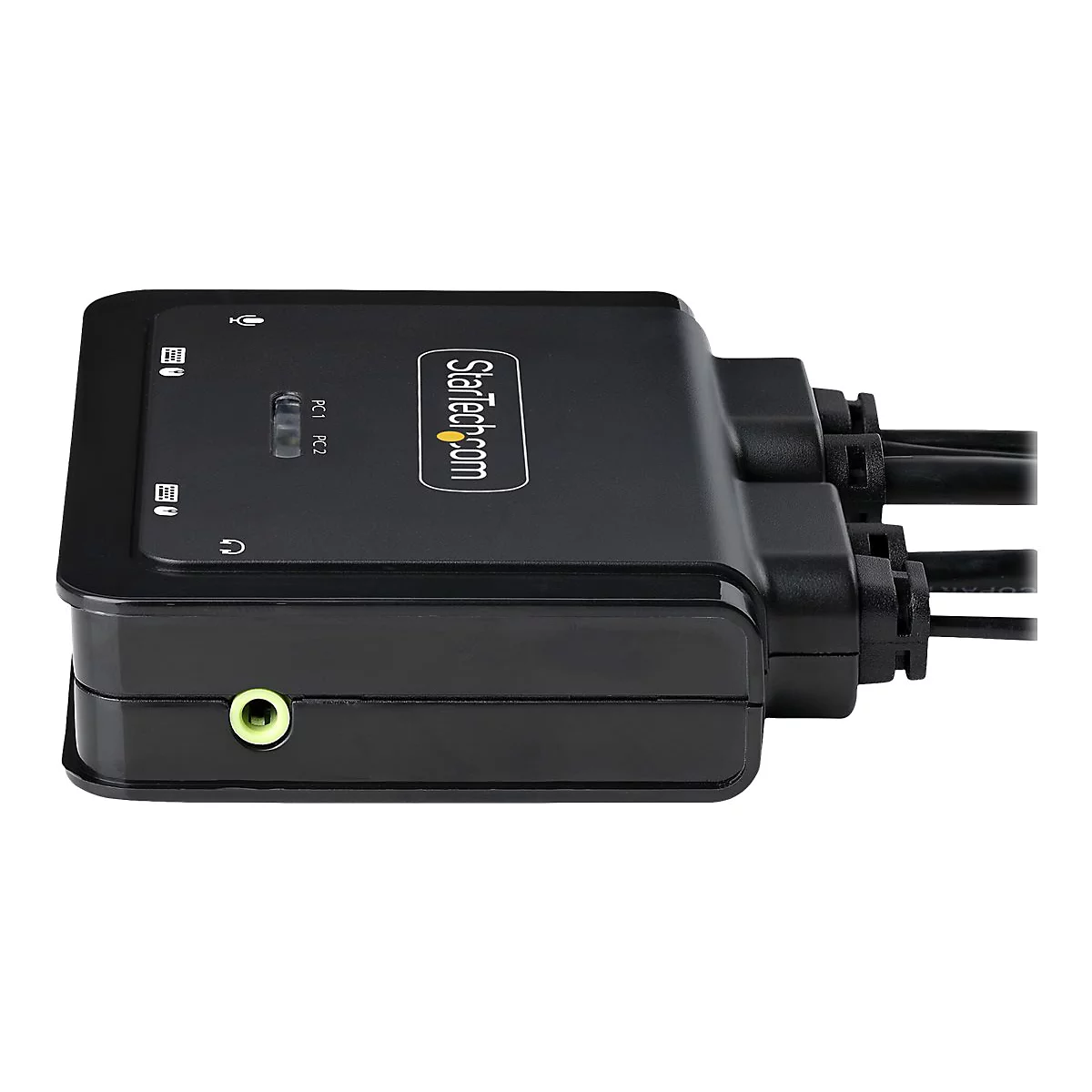 StarTech.com 2-Port USB-C Cable KVM Switch, 4K 60Hz DisplayPort Output, Compact KVM with 4ft/1.2m USB Type-C/Audio Integrated Cables, Bus Powered - Remote Push-Button/Hotkey Switching (C2-D46-UC2-CBL-KVM) - KVM-/Audio-Switch - kompakt - 2 x KVM/Au...