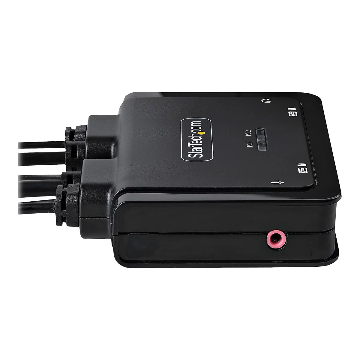StarTech.com 2-Port USB-C Cable KVM Switch, 4K 60Hz DisplayPort Output, Compact KVM with 4ft/1.2m USB Type-C/Audio Integrated Cables, Bus Powered - Remote Push-Button/Hotkey Switching (C2-D46-UC2-CBL-KVM) - KVM-/Audio-Switch - kompakt - 2 x KVM/Au...