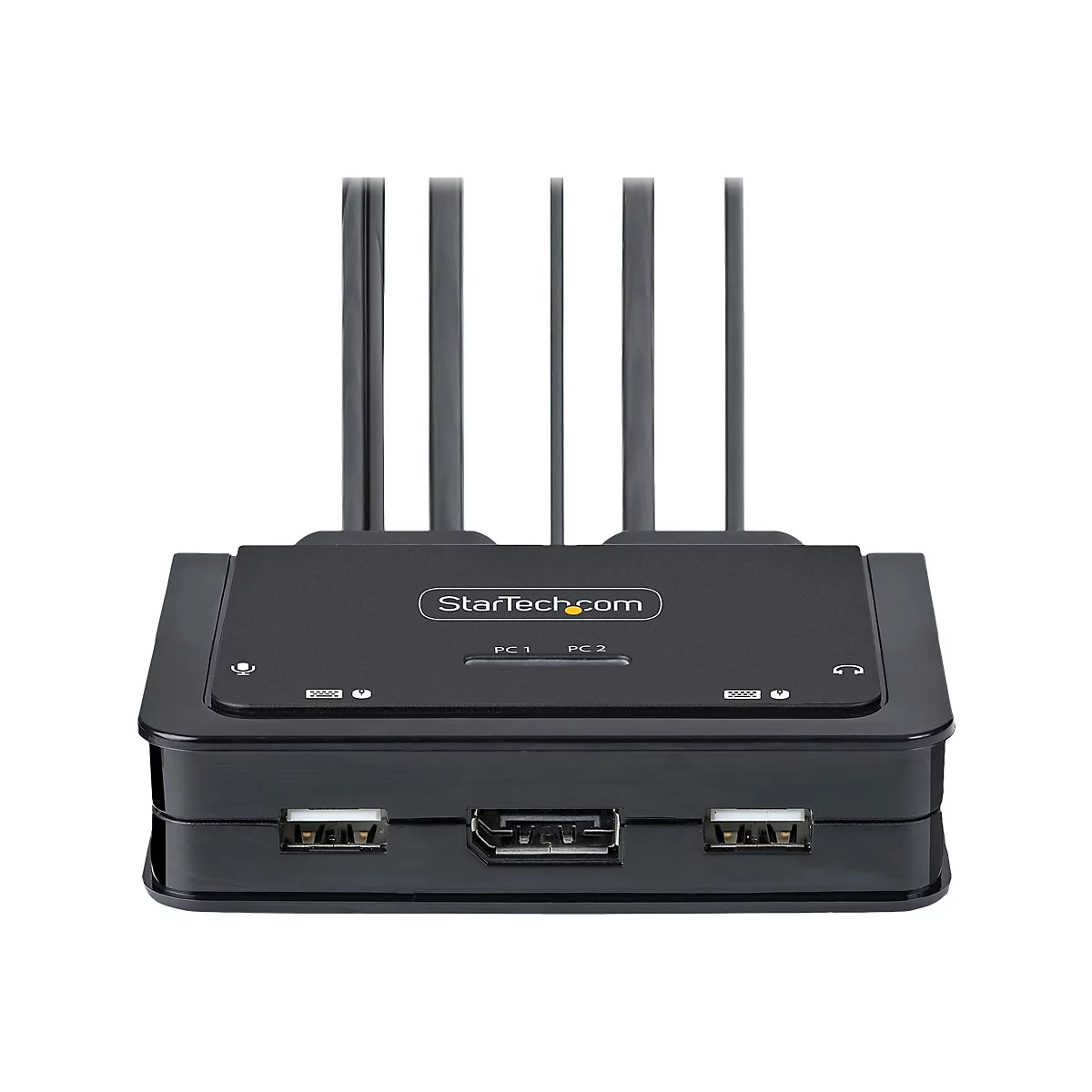 StarTech.com 2-Port USB-C Cable KVM Switch, 4K 60Hz DisplayPort Output, Compact KVM with 4ft/1.2m USB Type-C/Audio Integrated Cables, Bus Powered - Remote Push-Button/Hotkey Switching (C2-D46-UC2-CBL-KVM) - KVM-/Audio-Switch - kompakt - 2 x KVM/Au...