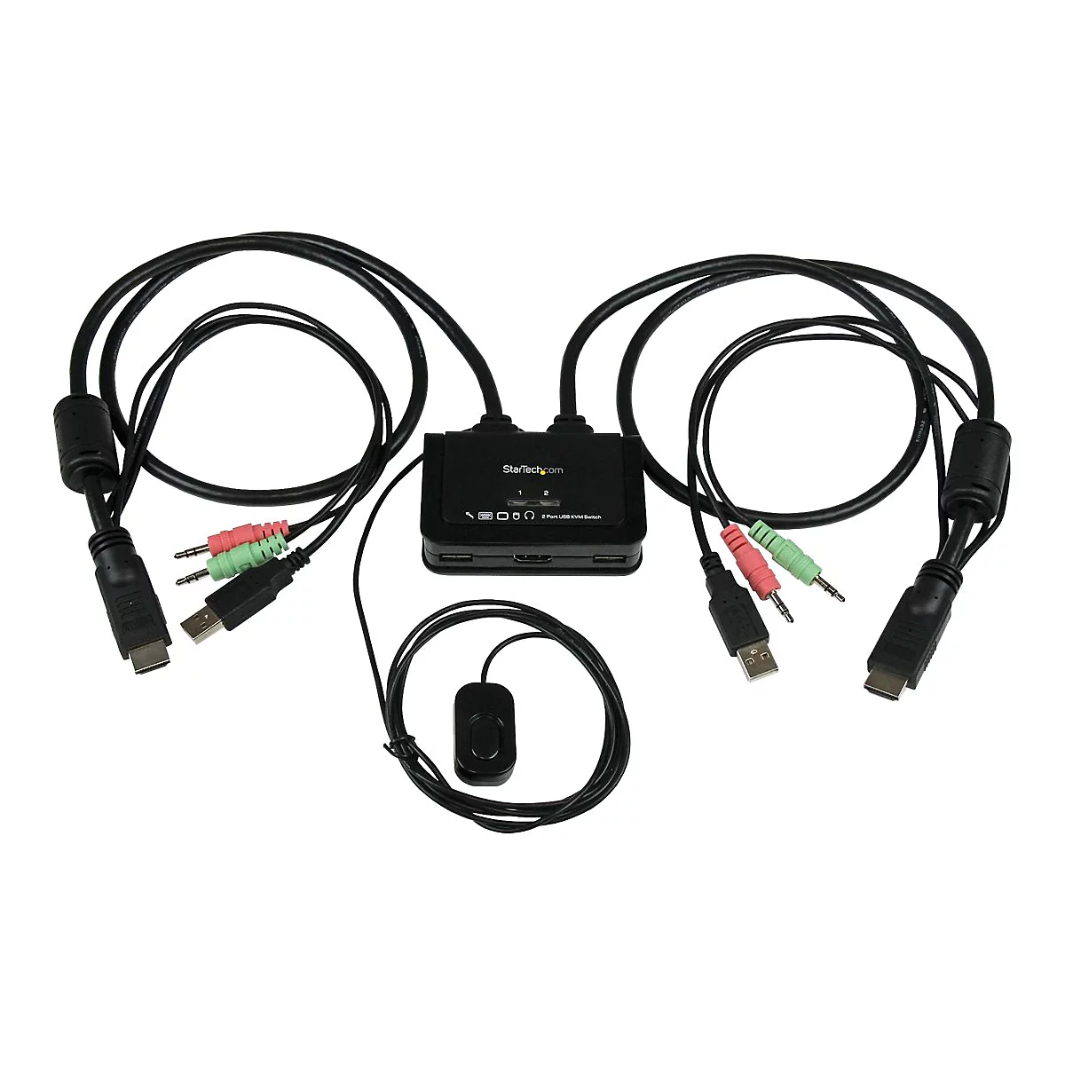 StarTech.com 2 Port USB HDMI KVM Switch mit Audio und Fernschalter - Desktop Umschalter USB Powered - 1920x1200 - KVM-/Audio-Switch - 2 Anschlüsse