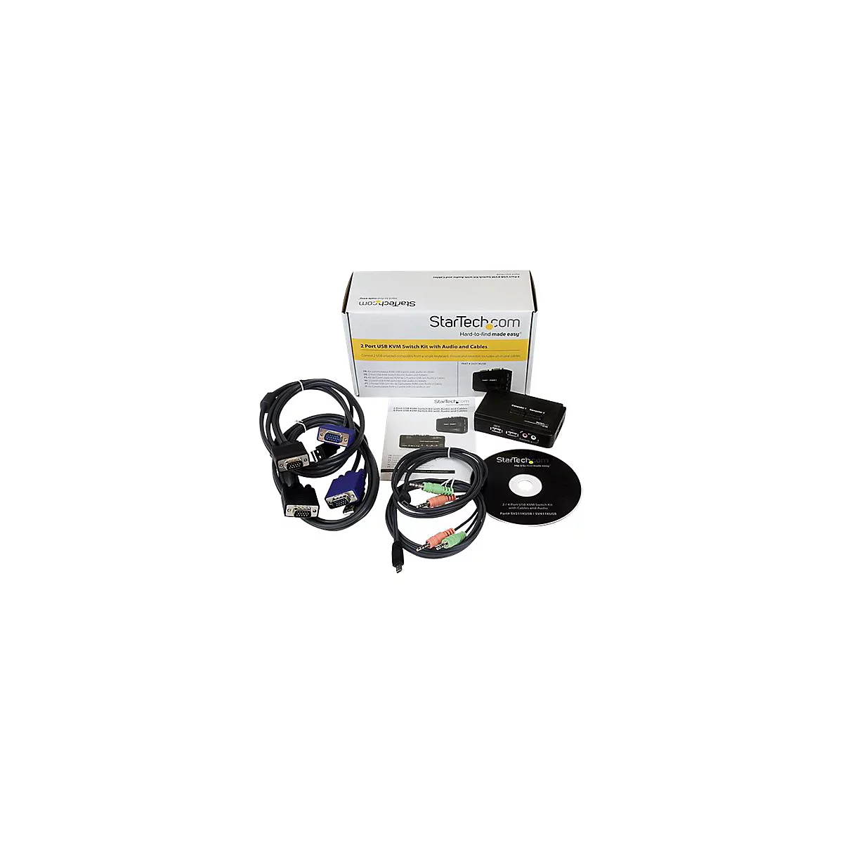 StarTech.com 2 Port USB KVM Switch Kit mit Audio und Kabeln - 2-fach USB VGA Desktop Umschalter inkl. Kabel - KVM-/Audio-Switch - 2 Anschlüsse