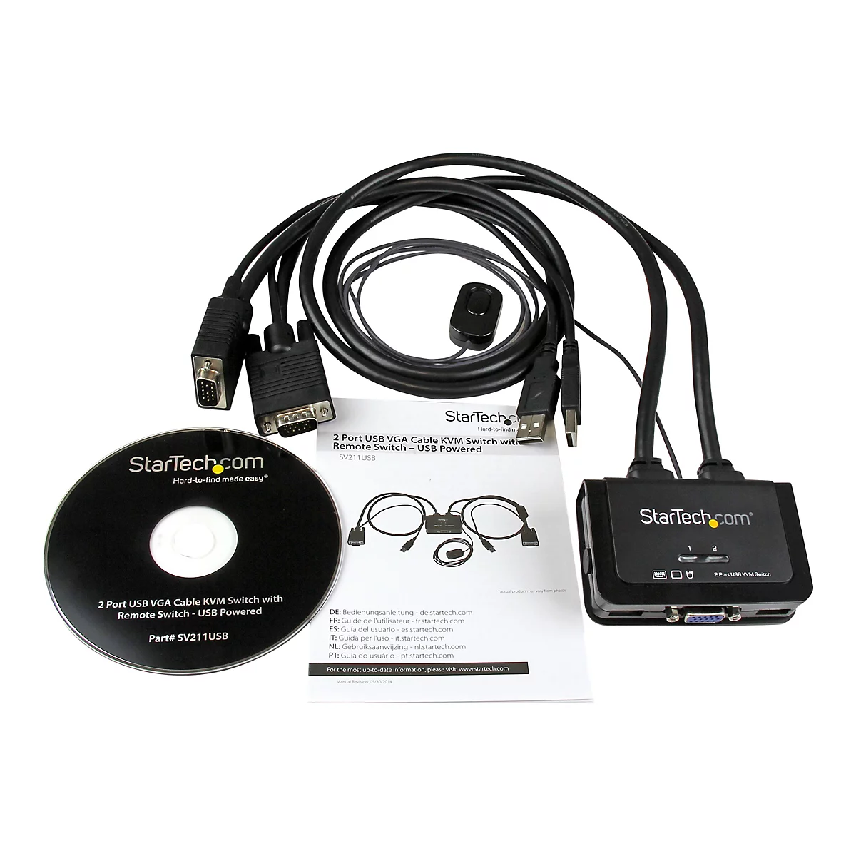 StarTech.com 2 Port VGA USB KVM Switch Kabel - VGA KVM Umschalter USB Powered mit Fernumschaltung - KVM-Switch - 2 Anschlüsse