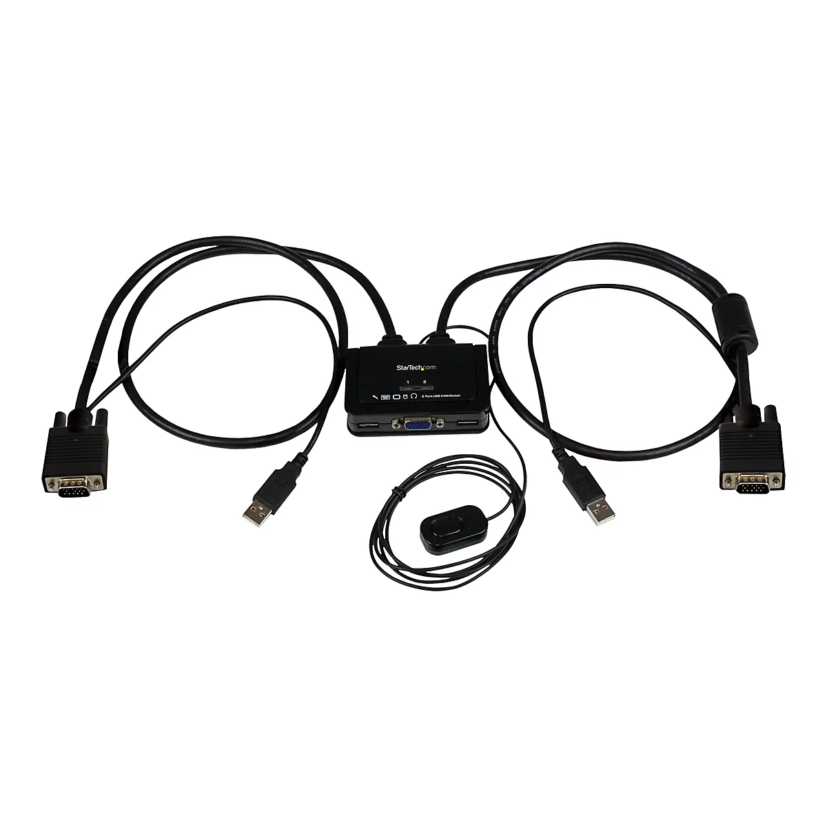 StarTech.com 2 Port VGA USB KVM Switch Kabel - VGA KVM Umschalter USB Powered mit Fernumschaltung - KVM-Switch - 2 Anschlüsse