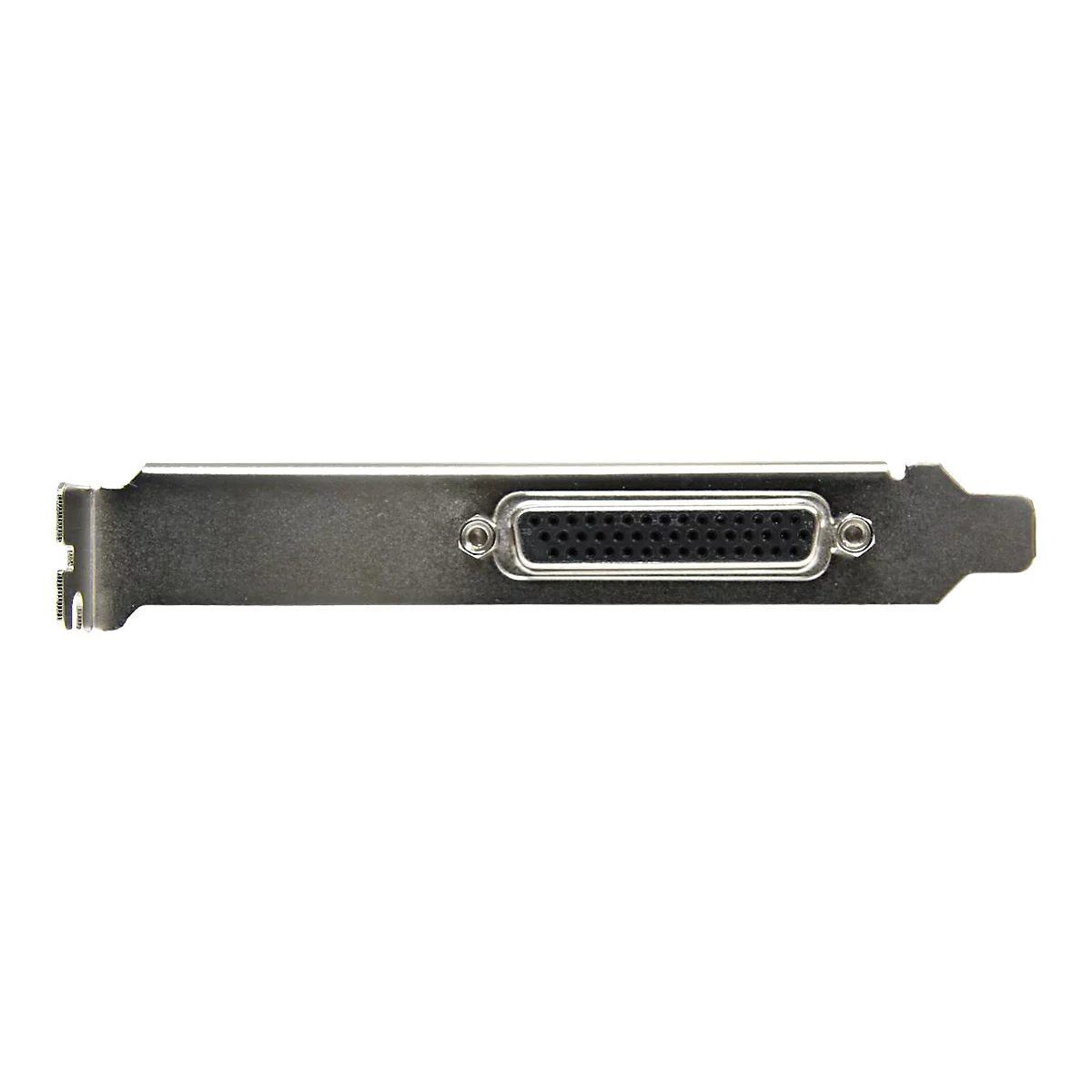 Eine silberne PC-Erweiterungskarte mit Anschlussleiste.