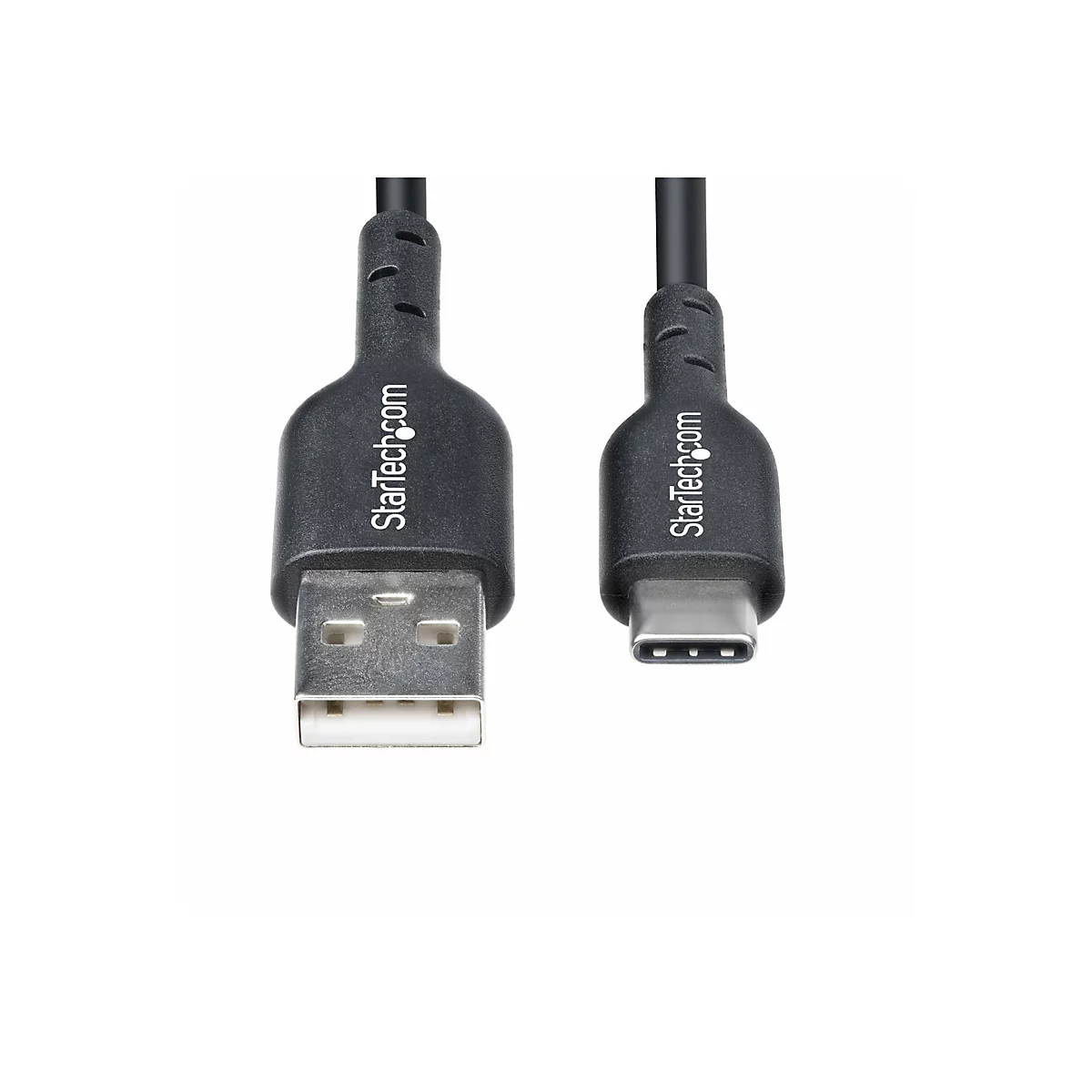 Câble USB noir avec connecteurs USB-A et USB-C. "StarTech.com" est écrit sur les connecteurs.