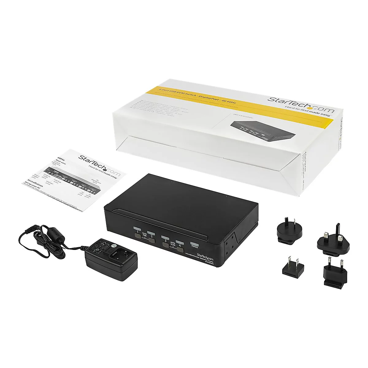 StarTech.com 4 Port DisplayPort KVM Switch - DisplayPort 1.2 KVM - 4K 60Hz - DisplayPort Switch - DisplayPort Umschaltbox - USB KVM Switch - KVM-/Audio-Switch - 4 Anschlüsse