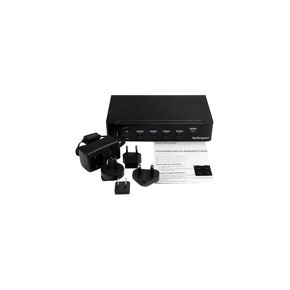 StarTech.com 4 Port DisplayPort KVM Switch - DP KVM Umschalter mit USB 3.0 Hub - 4K 30Hz - KVM-/USB-Switch - 4 Anschlüsse - an Rack montierbar