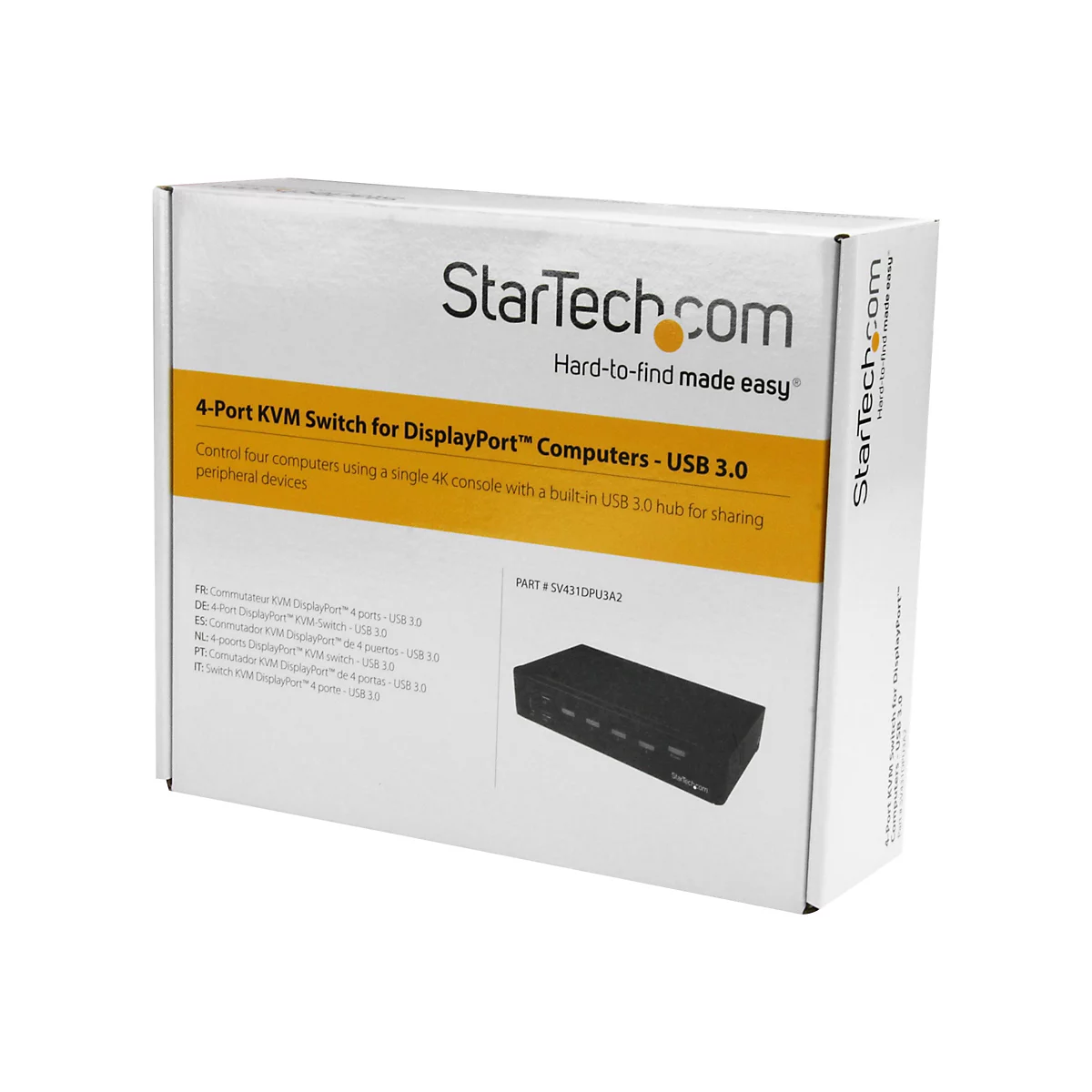 StarTech.com 4 Port DisplayPort KVM Switch - DP KVM Umschalter mit USB 3.0 Hub - 4K 30Hz - KVM-/USB-Switch - 4 Anschlüsse - an Rack montierbar
