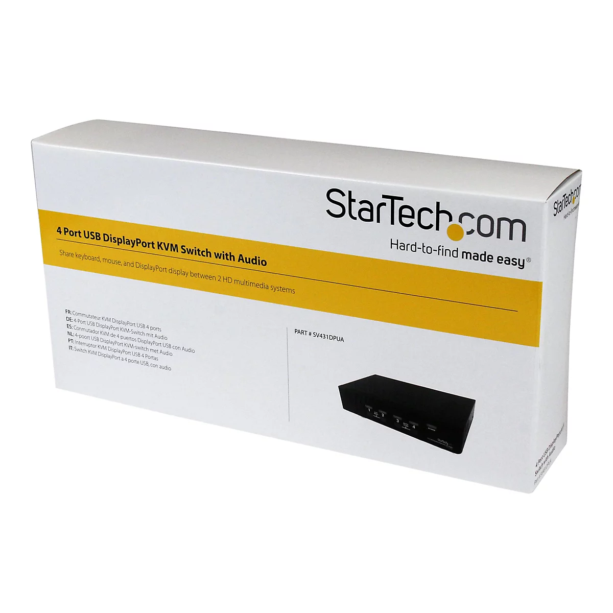 StarTech.com 4 Port DisplayPort USB KVM Switch mit Audio - DisplayPort Desktop KVM Umschalter mit USB Hub - 4xUSB Buchse 4xDP Buchse - KVM-/Audio-/USB-Switch - 4 Anschlüsse