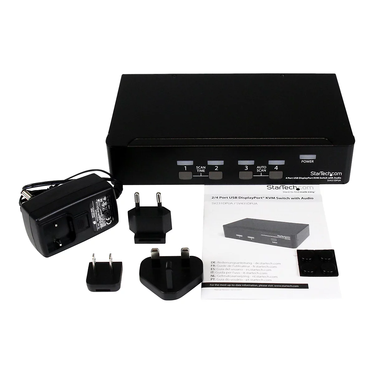 StarTech.com 4 Port DisplayPort USB KVM Switch mit Audio - DisplayPort Desktop KVM Umschalter mit USB Hub - 4xUSB Buchse 4xDP Buchse - KVM-/Audio-/USB-Switch - 4 Anschlüsse