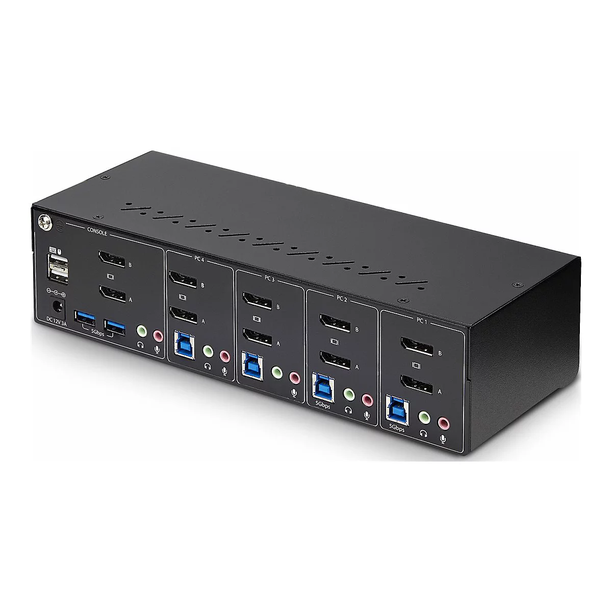 StarTech.com 4-Port Dual-Monitor DisplayPort KVM Switch, 4K 60Hz, 2x USB 5Gbps Hub Ports, 2x USB 2.0 HID Ports, Hotkey and Push-Button Switching, TAA Compliant - 3.5mm Audio, HDCP (P4DD46A2-KVM-SWITCH) - KVM-/Audio-Switch - 4 x KVM/Audio/USB - 1 l...