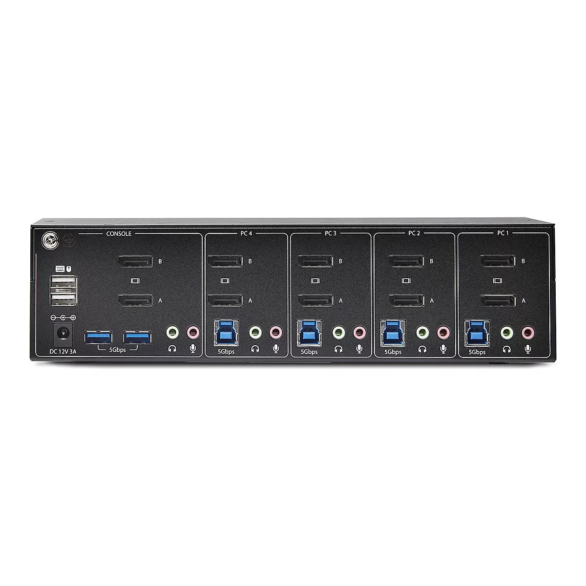 StarTech.com 4-Port Dual-Monitor DisplayPort KVM Switch, 4K 60Hz, 2x USB 5Gbps Hub Ports, 2x USB 2.0 HID Ports, Hotkey and Push-Button Switching, TAA Compliant - 3.5mm Audio, HDCP (P4DD46A2-KVM-SWITCH) - KVM-/Audio-Switch - 4 x KVM/Audio/USB - 1 l...