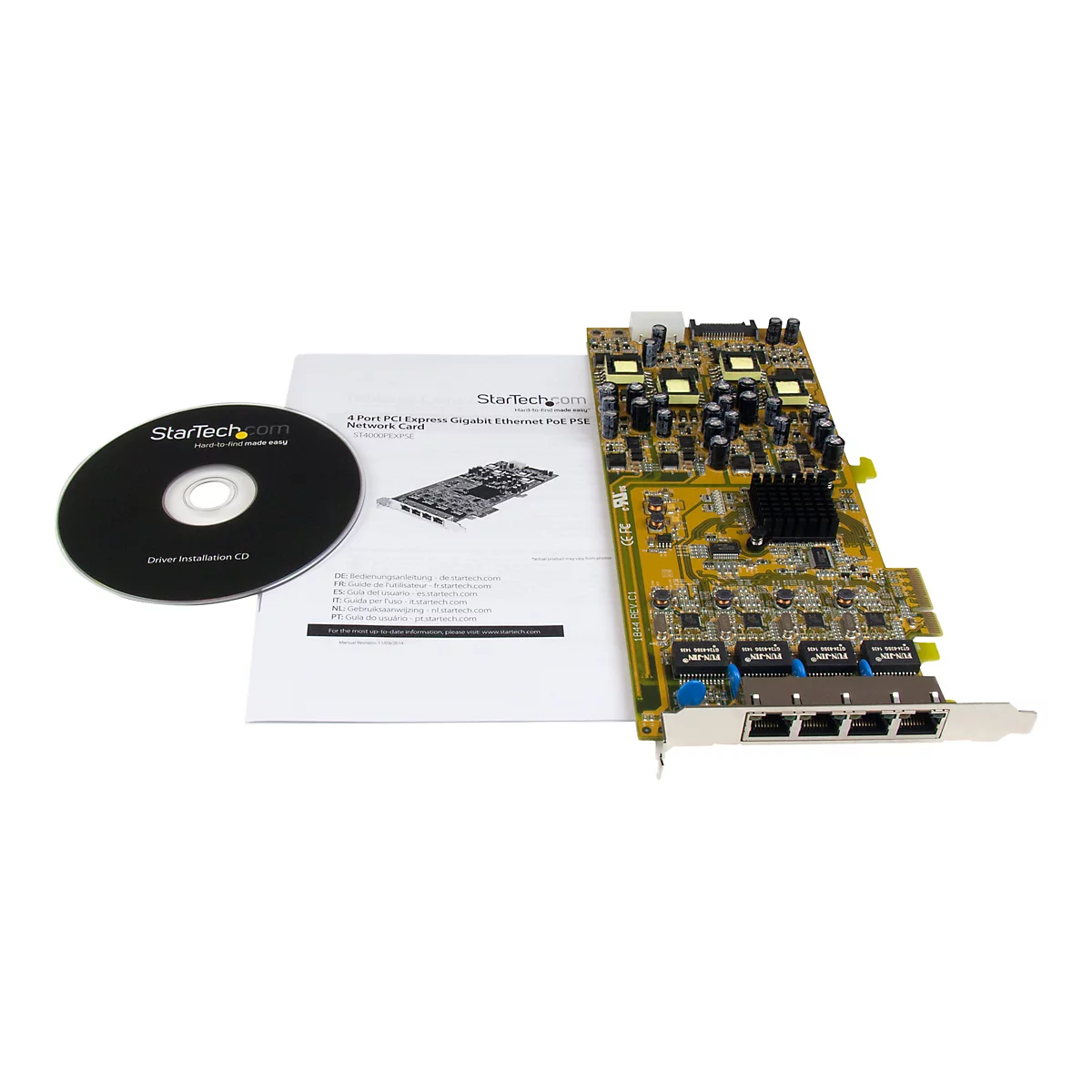 StarTech.com 4 Port Gigabit Power over Ethernet PCI Express Netzwerkkarte - PSE / PoE PCIe NIC - 4-fach (Quad) PCI-e Karte - Netzwerkadapter - PCIe x4 - Gigabit Ethernet x 4