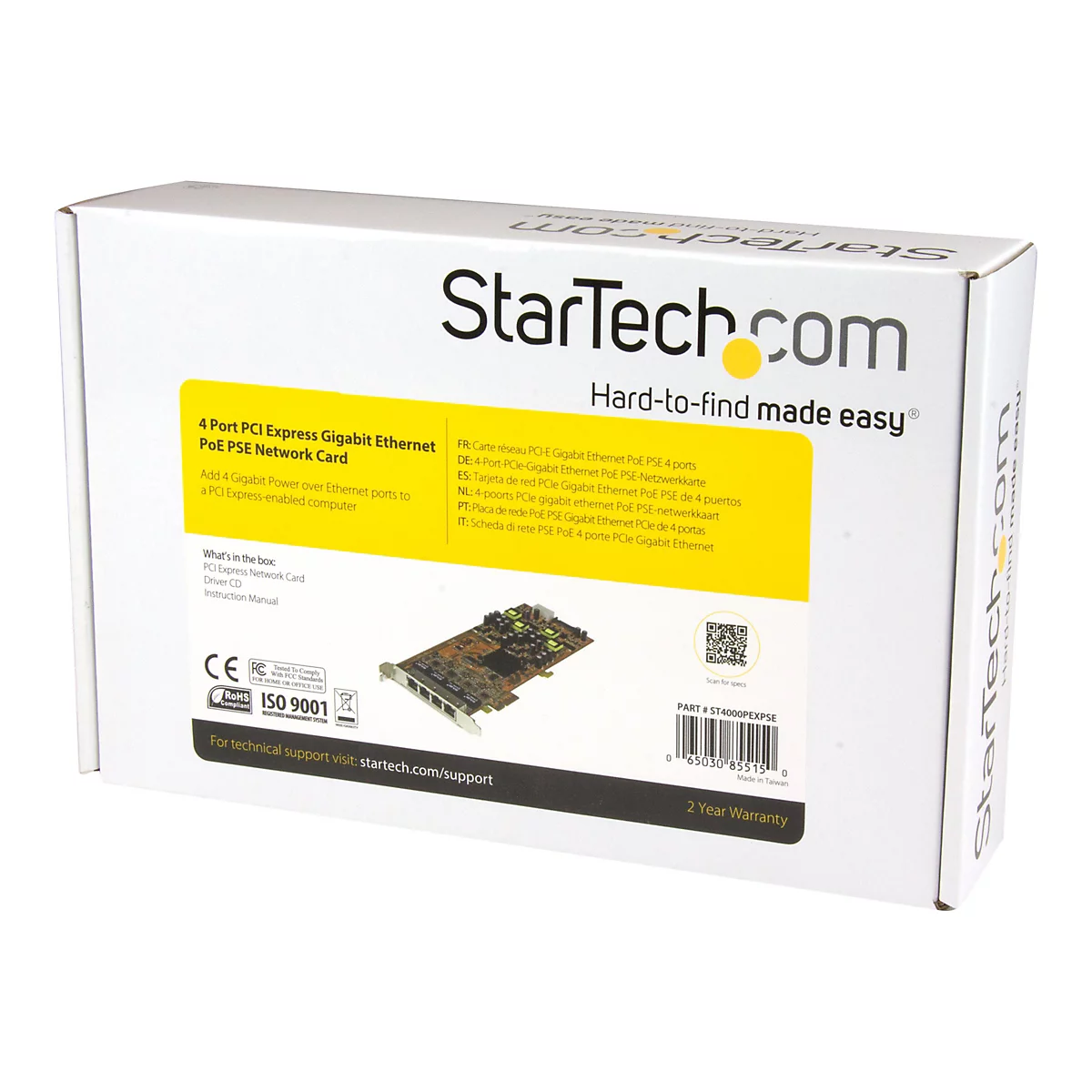 StarTech.com 4 Port Gigabit Power over Ethernet PCI Express Netzwerkkarte - PSE / PoE PCIe NIC - 4-fach (Quad) PCI-e Karte - Netzwerkadapter - PCIe x4 - Gigabit Ethernet x 4