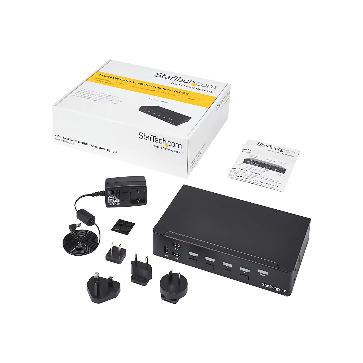 StarTech.com 4 Port HDMI KVM Switch - HDMI KVM Umschalter mit USB 3.0 Hub - 1080p - KVM-/USB-Switch - 4 Anschlüsse - an Rack montierbar