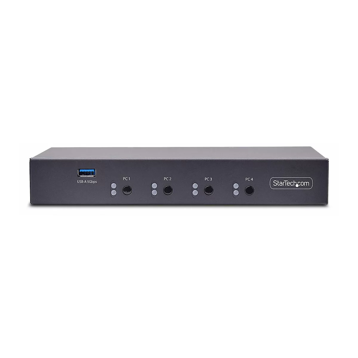 Appareil noir avec ports. Port USB Ã  gauche, ports PC Ã  cÃ´tÃ©. Logo Startech.com Ã  droite.