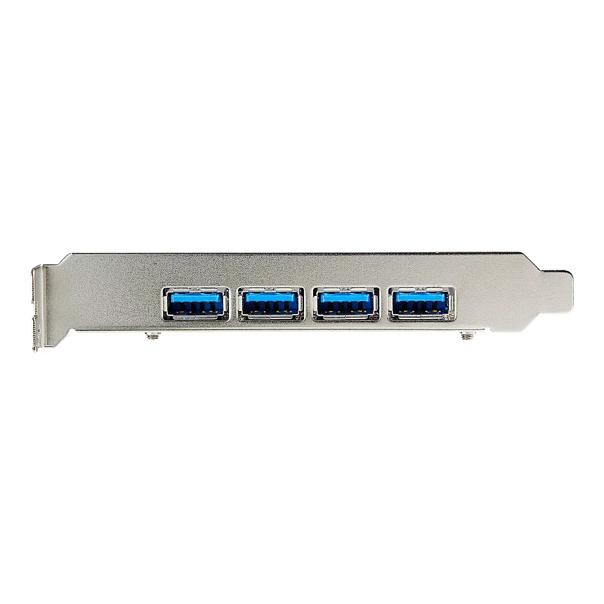 Ein silbernes USB 3.0 Erweiterungskarte mit vier blauen Ports.