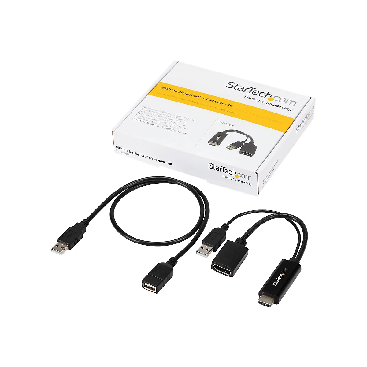 StarTech.com 4K 30Hz HDMI to DisplayPort Video Adapter w/ USB Power - 6 in - HDMI 1.4 (Male) to DP 1.2 (Female) Active Monitor Converter (HD2DP) - Adapterkabel - HDMI, USB (nur Strom) männlich zu DisplayPort weiblich - 25.5 cm