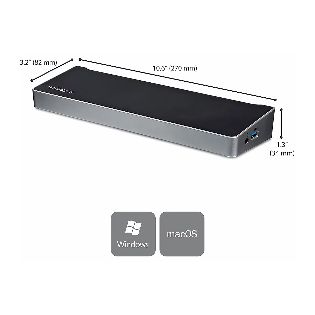 StarTech.com 4K USB-C Dock - Triple Monitor - Mac & Windows - 60W USB PD (DK30CH2DPPDU) - Dockingstation - USB-C - HDMI, 2 x DP - GigE