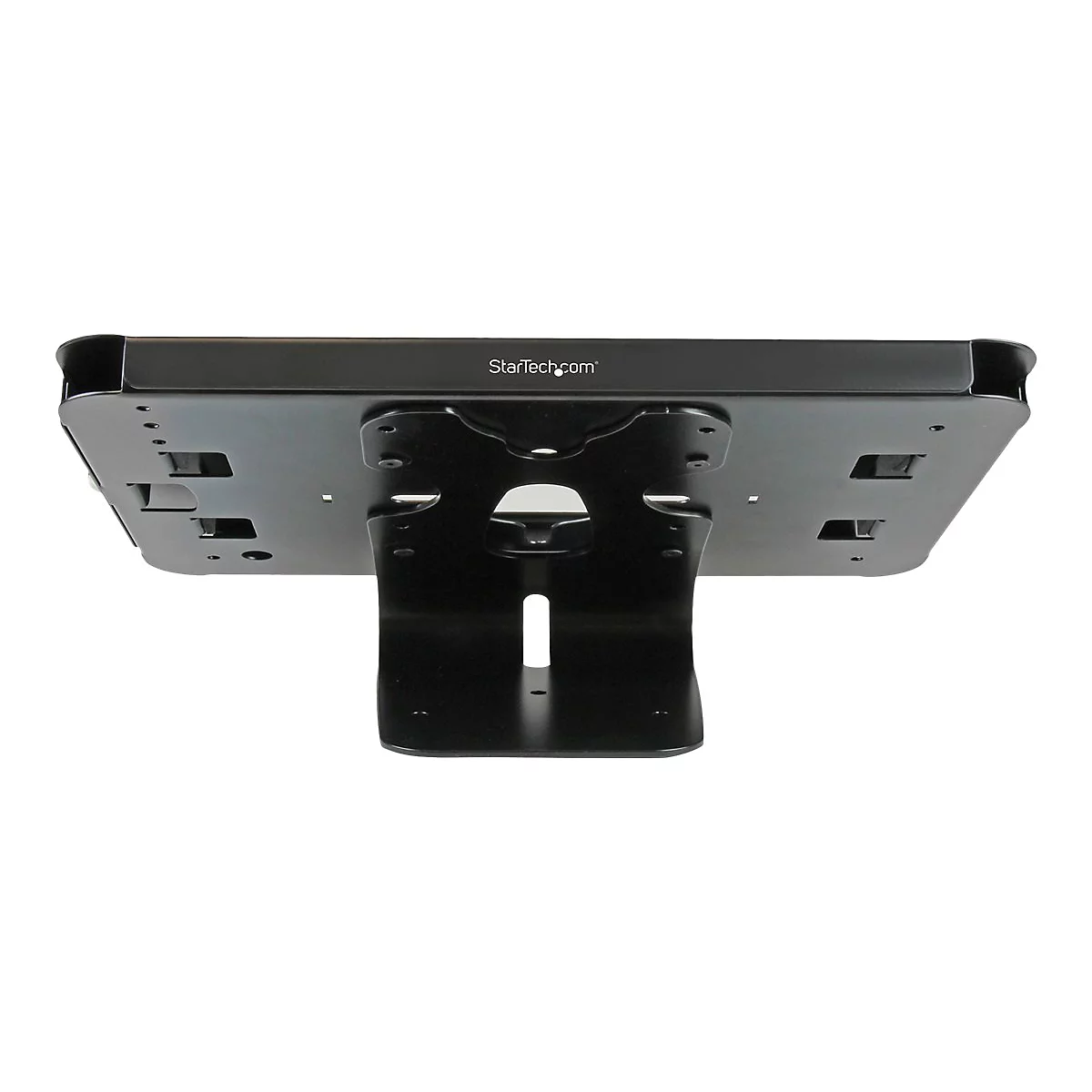 Schwarze Tablet-Halterung, StarTech.com Logo, isoliert auf weißem Hintergrund.