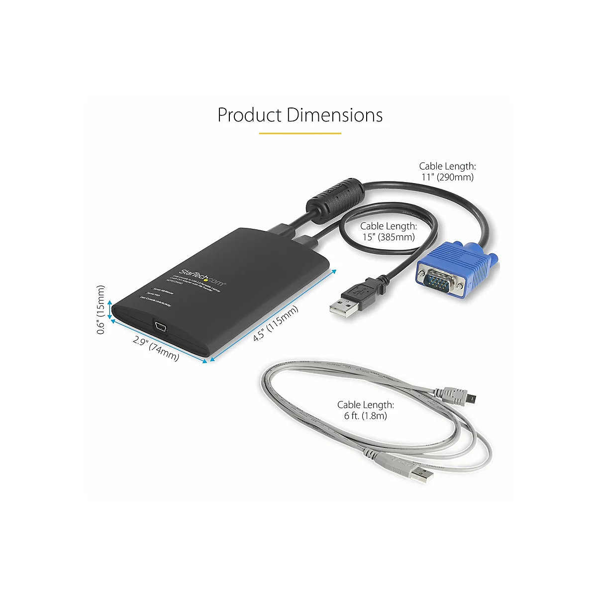 StarTech.com Adaptateur crash cart pour PC portable - Console KVM vers USB 2.0 avec transfert de fichier, acquisition vidéo - KVM Portable - commutateur KVM - 1 ports