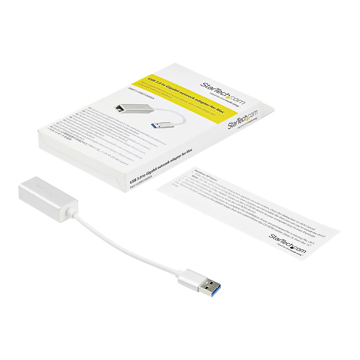 StarTech.com Adaptateur réseau USB 3.0 vers Gigabit Ethernet - Convertisseur USB vers RJ45 - M/F - Argent (USB31000SA) - adaptateur réseau - USB 3.0 - Gigabit Ethernet x 1