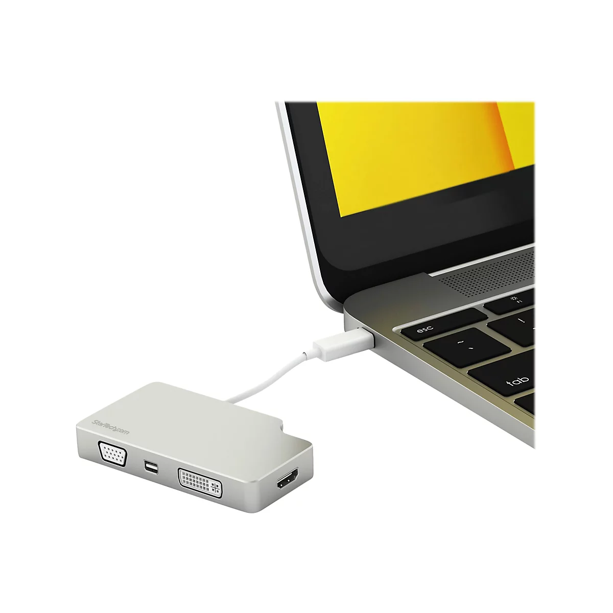 StarTech.com Aluminium Reise A/V Adapter 4-in-1 USB-C auf VGA, DVI, HDMI oder mDP - USB Type-C Adapter - 4K - Videoadapter - Mini DisplayPort / HDMI / DVI / VGA - 10.5 cm