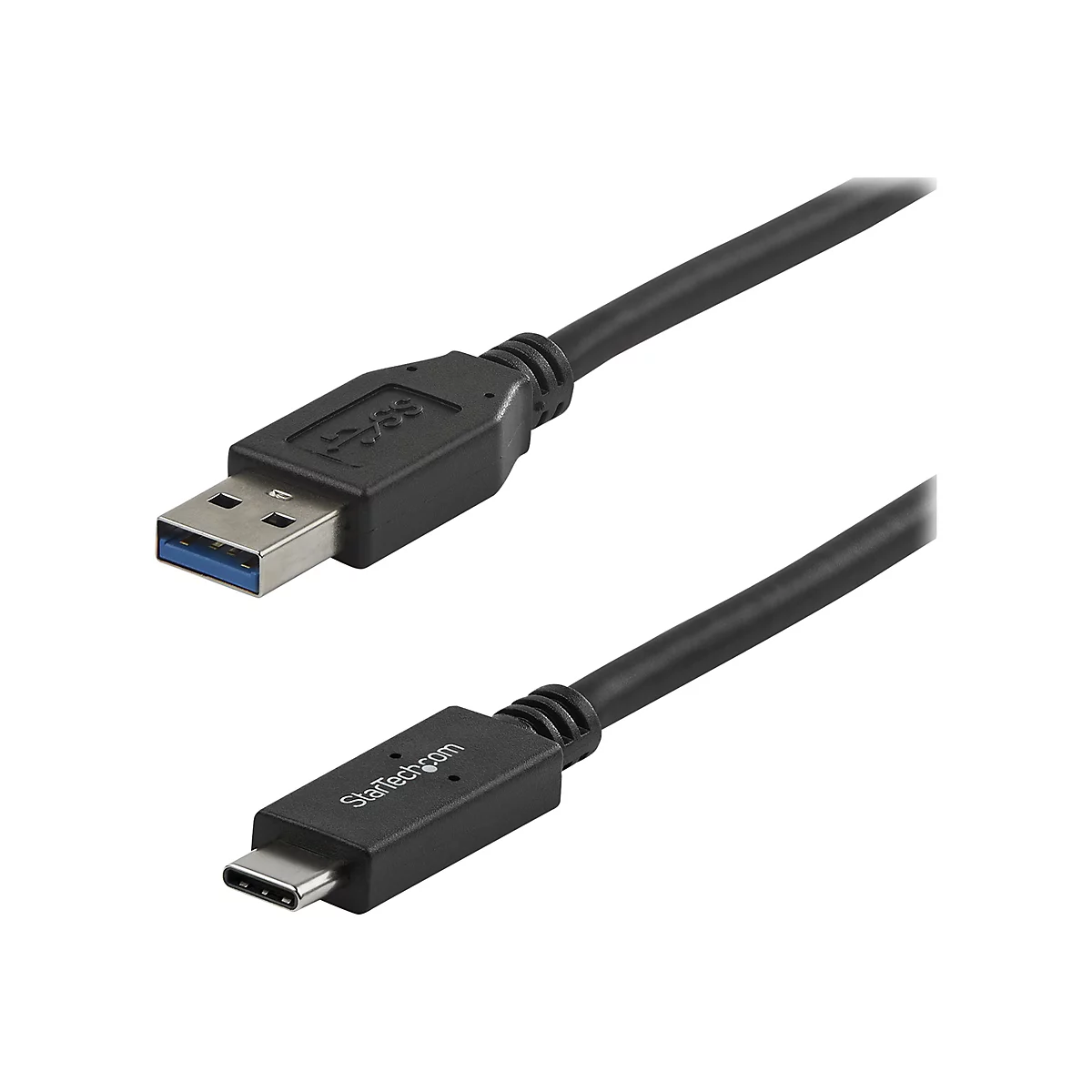 Câble USB noir, avec connecteurs USB-A et USB-C.