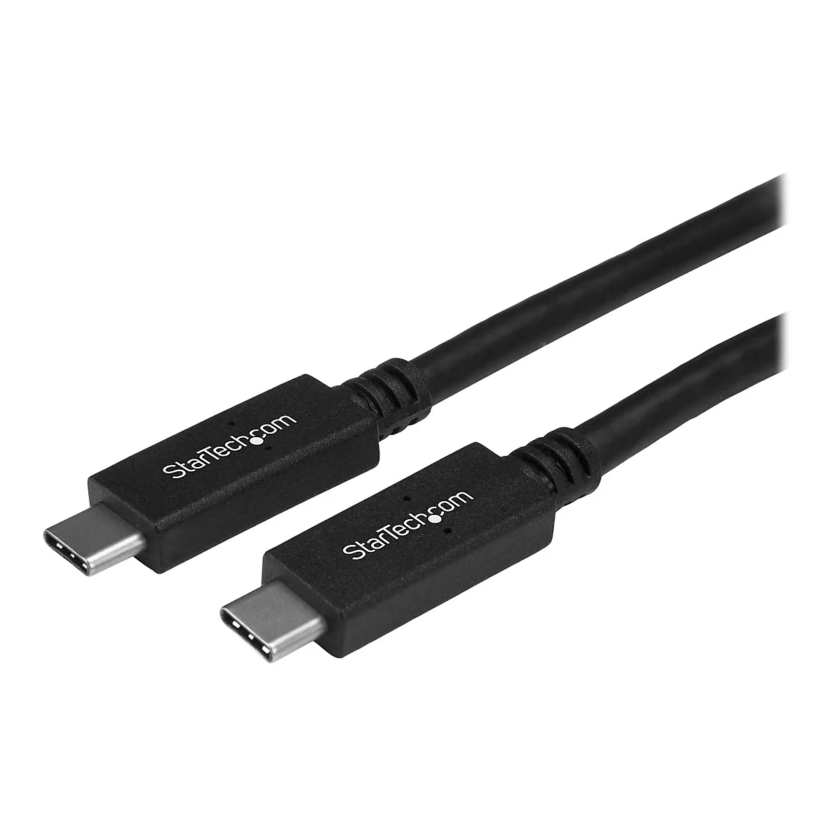 Deux câbles USB-C noirs. Les connecteurs indiquent "StarTech.com".