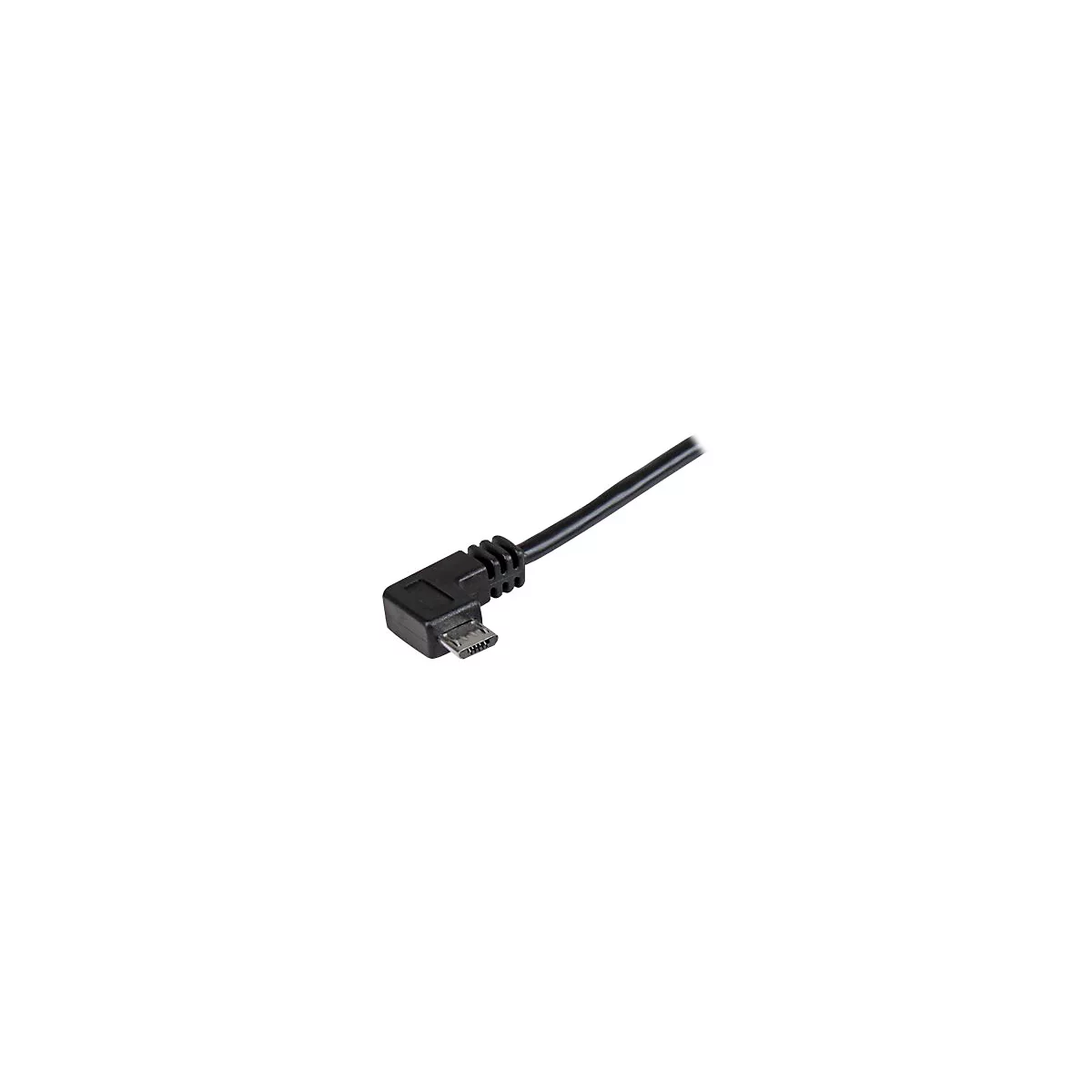 Câble micro USB noir avec connecteur coudé.