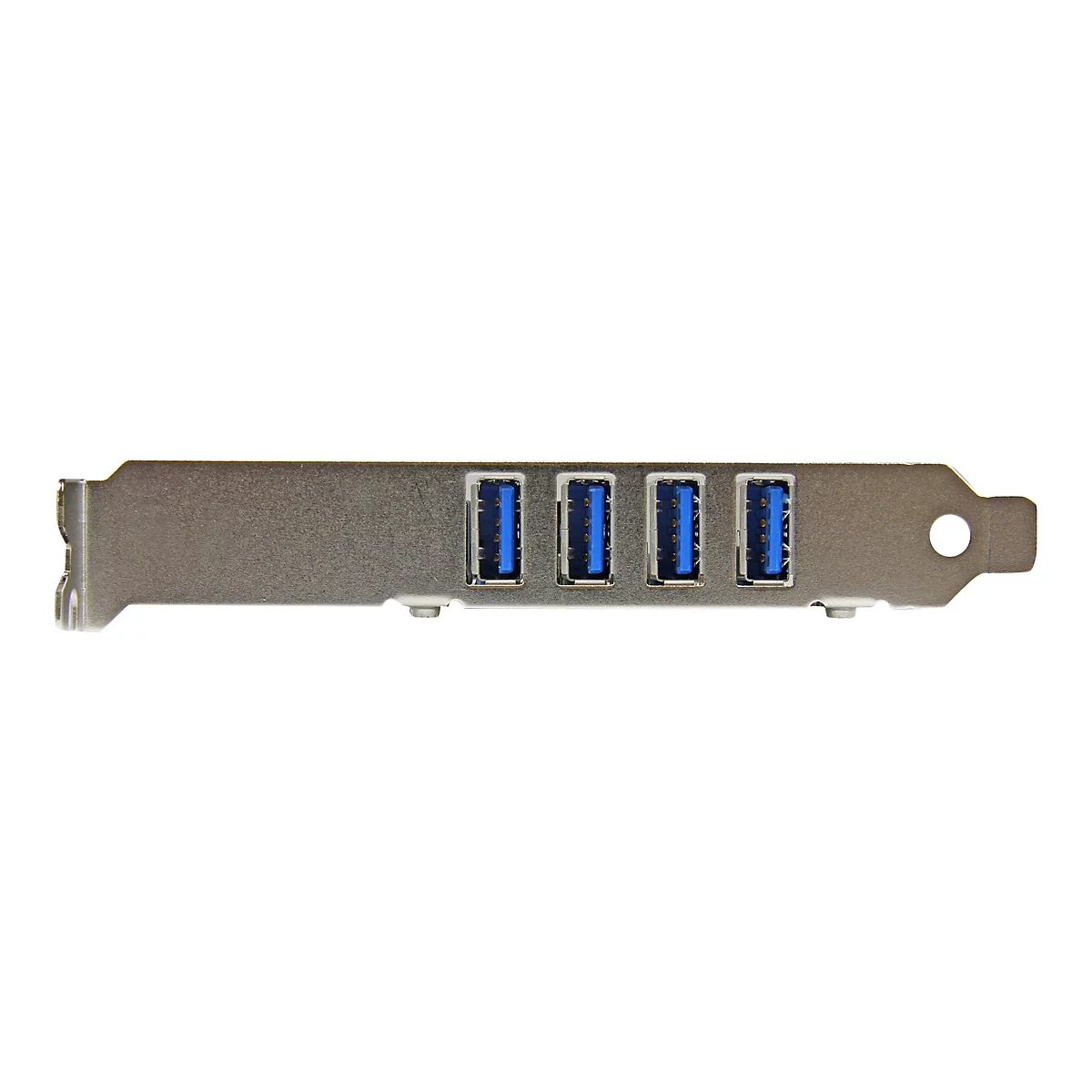 Une carte d'extension USB 3.0, avec quatre ports USB bleus, sur fond blanc.