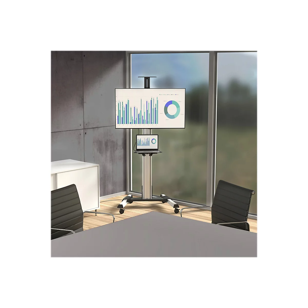 StarTech.com Chariot TV pour écran de 32 po à 75 po - Réglage de la hauteur sans effort (STNDMTV70) - chariot - pour écran plat - noir, argent