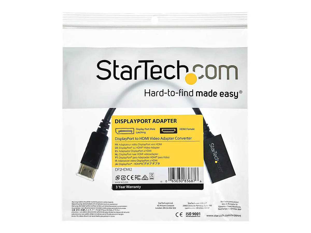 StarTech.com DisplayPort auf HDMI Video Adapter / Konverter (Stecker/Buchse) - DP zu HDMI mit bis zu 1920x1200 - DP / HDMI Länge 25cm - Videoadapter - DisplayPort männlich zu HDMI weiblich - 26.5 cm