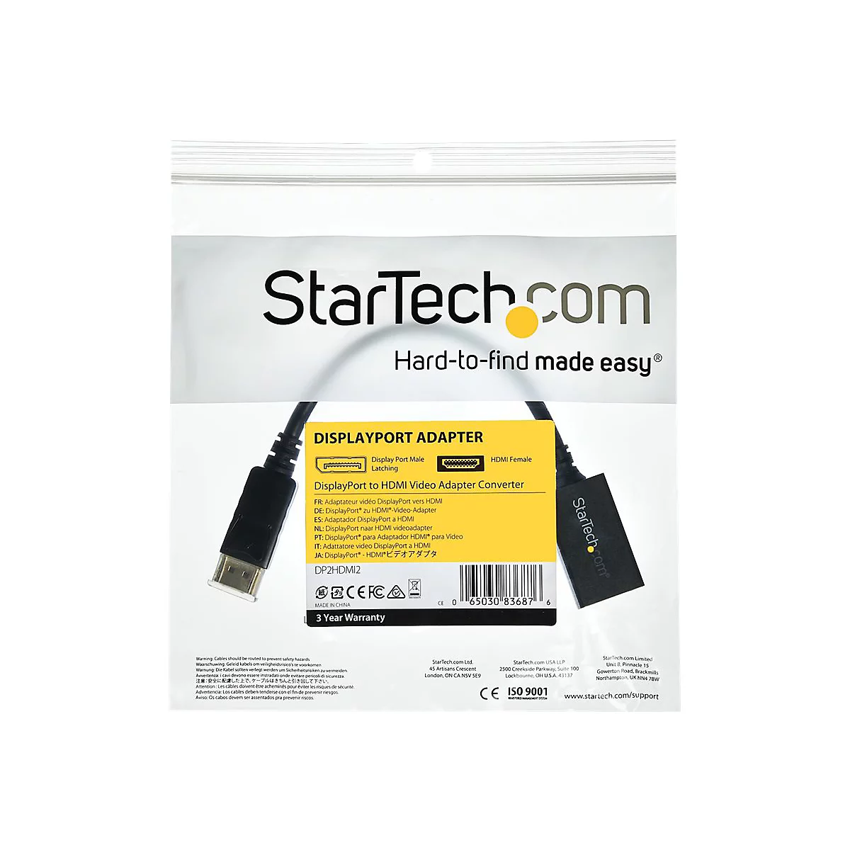 StarTech.com DisplayPort auf HDMI Video Adapter / Konverter (Stecker/Buchse) - DP zu HDMI mit bis zu 1920x1200 - DP / HDMI Länge 25cm - Videoadapter - DisplayPort männlich zu HDMI weiblich - 26.5 cm