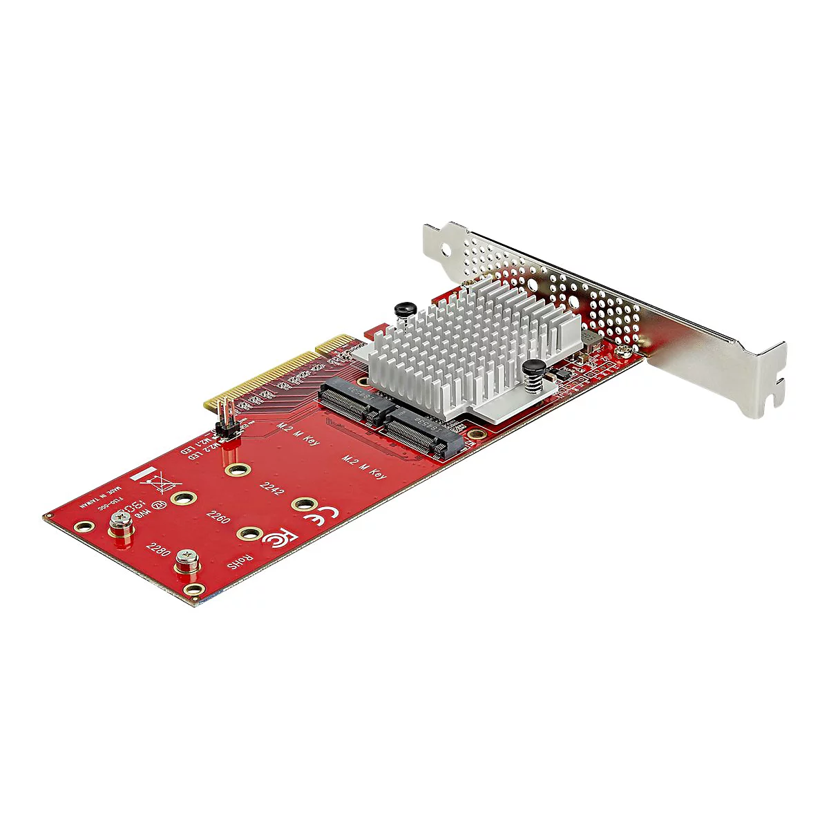 StarTech.com Dual M.2 PCIe SSD Adapter Karte - x8 / x16 Dual NVMe oder AHCI M.2 SSD zu PCI Express 3.0 - M.2 NGFF PCIe (M-Key) kompatibel - Unterstützt 2242, 2260, 2280 - JBOD - Mac & PC (PEX8M2E2) - Schnittstellenadapter - M.2 Card - PCIe 3.0 x8 ...