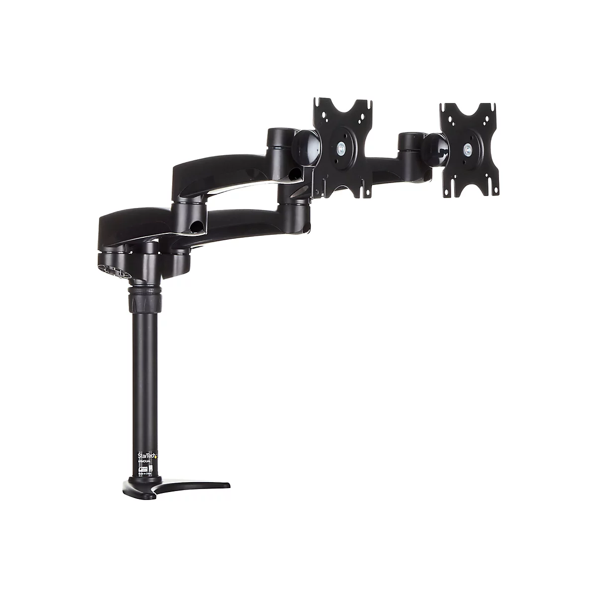StarTech.com Dual Monitorhalterung mit verstellbaren Armen - Monitor Tischhalterung (12 bis 24) höhenverstellbar mit Kabelführung - Befestigungskit - einstellbarer Arm - für 2 LCD-Displays - Schwarz
